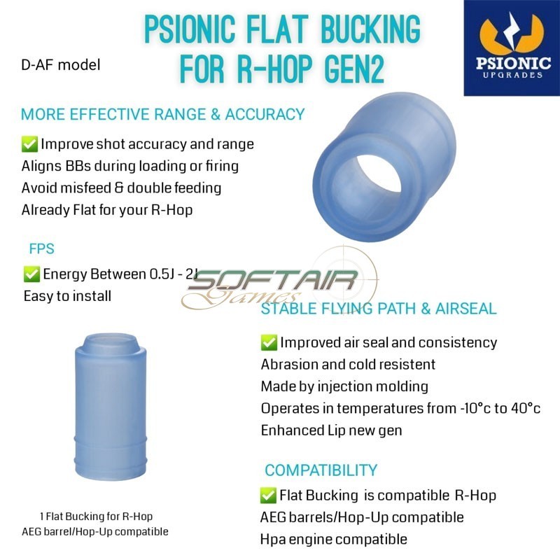 Rubber Hop-Up Flat Gen 2 R-hop for AEG/HPa Psionic (D-AF)