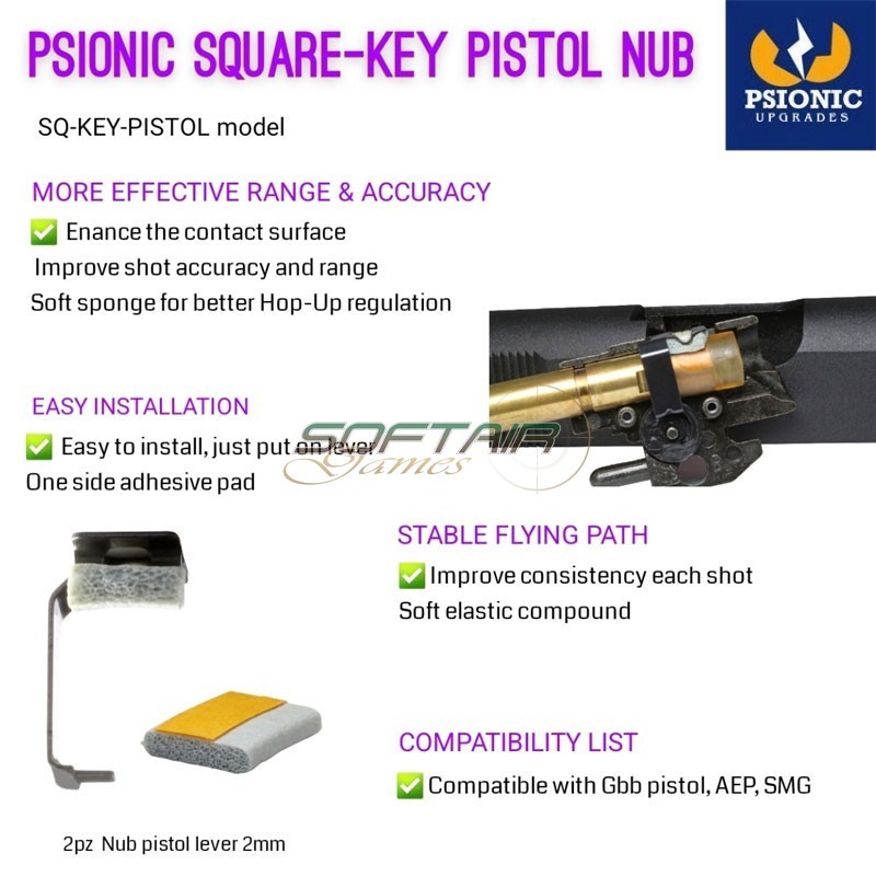 Square-Key nub for GBB pistols lever Psionic (SQ-KEY-PISTOL)