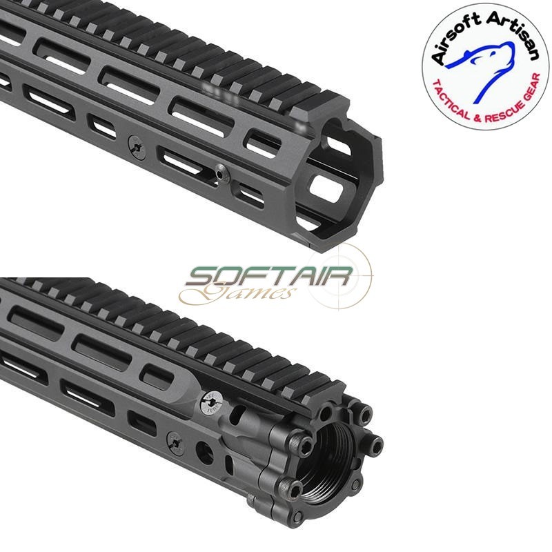 Mk18 DD Style 12.5" Rail system LC BLACK per AEG / GBB / PTW Airsoft Artisan (aa-ras-20-bk)
