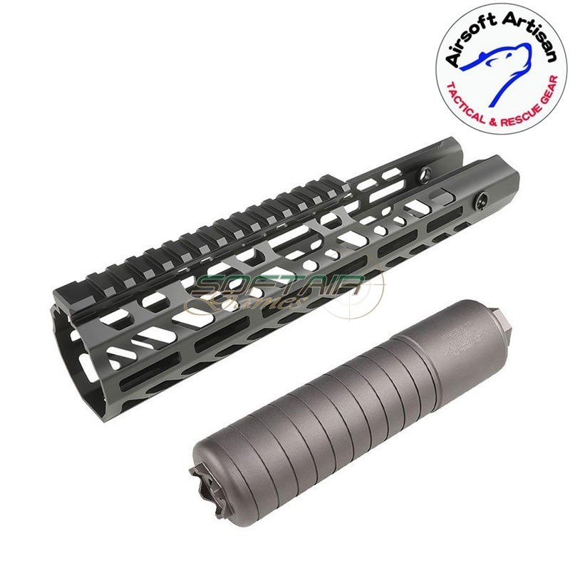 SUR300 Handguard set 12" Virtus LC BLACK per Sig MCX Airsoft Artisan (aa-mcx-08-bk)