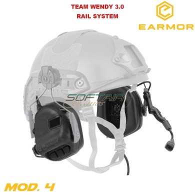 M32h Mod4 Team Wendy Model Cuffie Tactical Hearing Protection Ear-muff Black Earmor (ea-m32h-bk-tw-mod4)