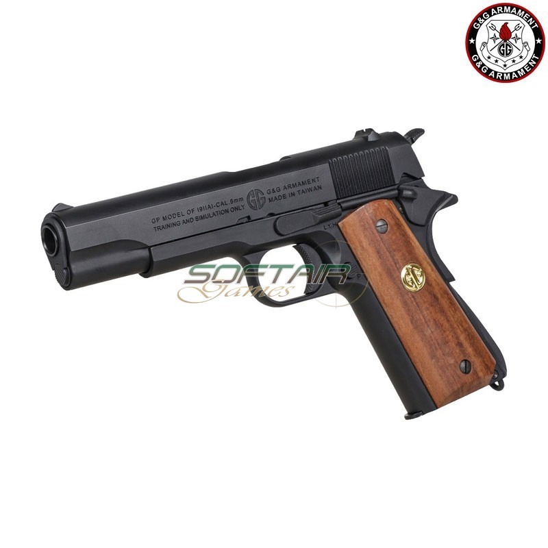 Gas Pistol 1911 GPM1911 GP2 Black & Brown Grip G&G (gg-m1911-gp2)