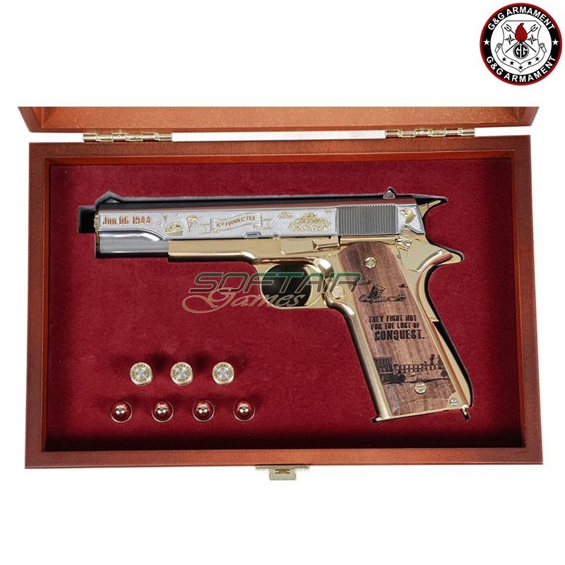 Gas Pistol 1911 GPM1911 D-DAY Limited V. Gold & Silver G&G (gg-m1911-dday)