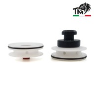 Testa pistone BIANCA con fori radiali e cuscinetto in DELRIN TopMax (tpbmm-d)