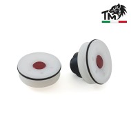 Testa pistone BIANCA con fori radiali e cuscinetto in DELRIN TopMax (tpbmm-d)