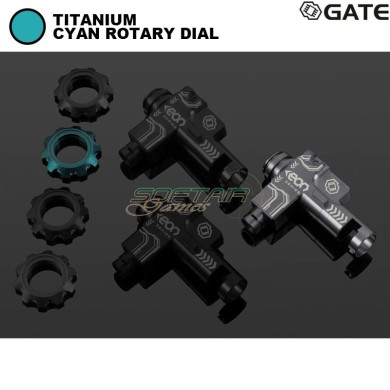 EON Hop-Up Chamber Titanium + CYAN rotary dial for aeg M4 Gate (gate-eon-hop-tc)