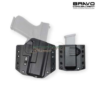 Rigid Holster OWB BLACK with mag pouch for Glock 17 Bravo Concealment (bc-fb1002-mag)