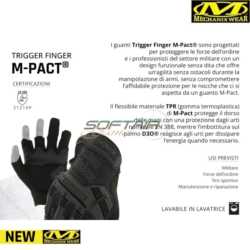 Guanti M-PACT TRIGGER FINGER BLACK Mechanix (mx-mpf-55-bb)