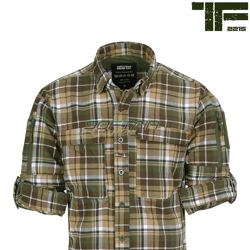 Flannel Contractor Shirt Brown/Green Task Force 2215 (tf-135505-bwgr)