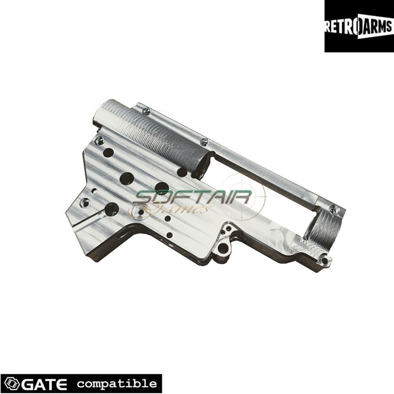New Gearbox Shell Split V2 Silver Cnc QSC 8mm for E&L Retroarms (ra-7231)