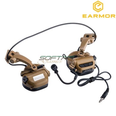 M32X MARK3 MILPRO communication Headset for ARC rail helmet COYOTE BROWN Earmor (ea-m32x-mark3-cb)