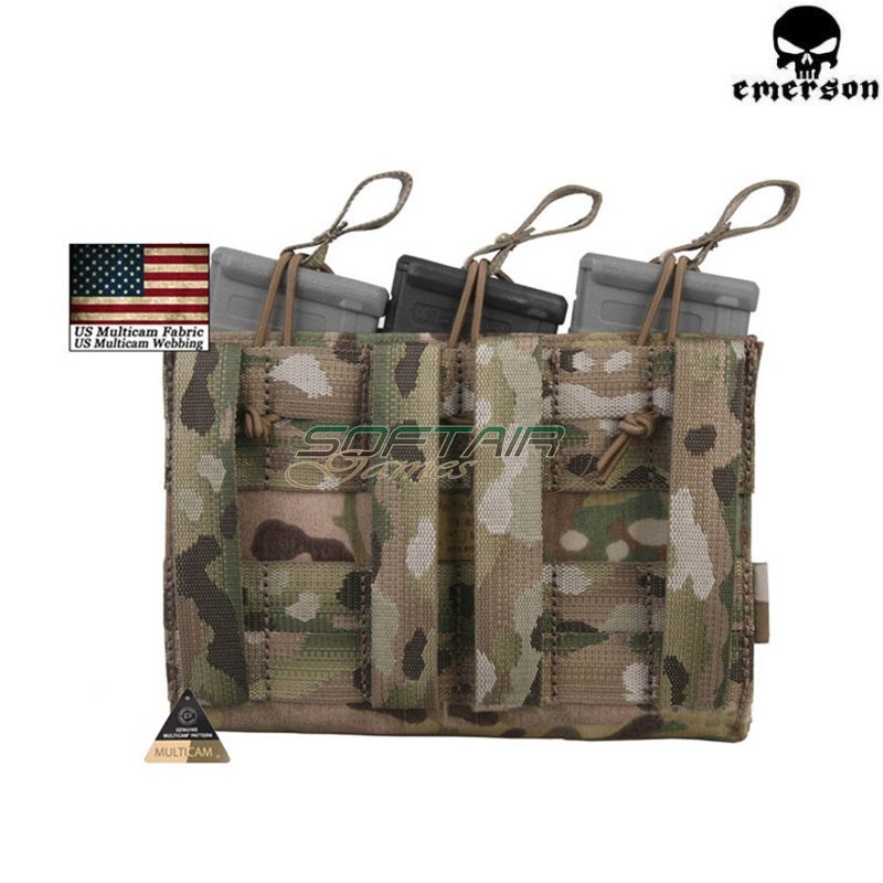 Triple 5.56 & Pistol Open Top Magazine Pouch Multicam® Genuine Usa  Emerson (em6363mc)