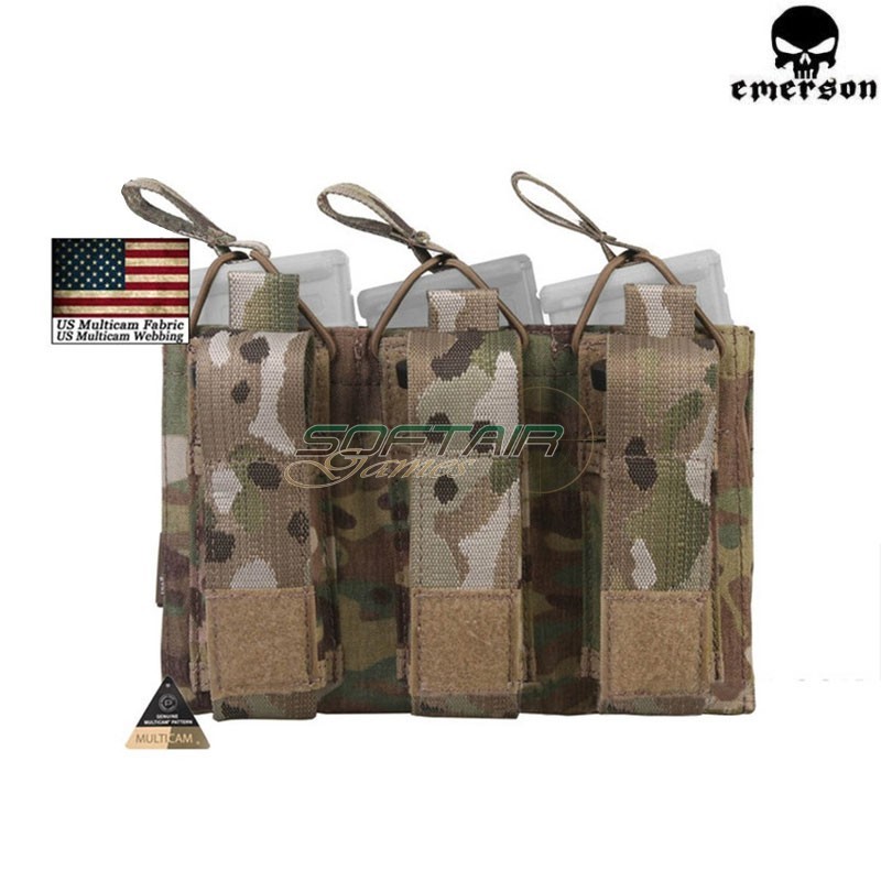 Triple 5.56 & Pistol Open Top Magazine Pouch Multicam® Genuine Usa  Emerson (em6363mc)