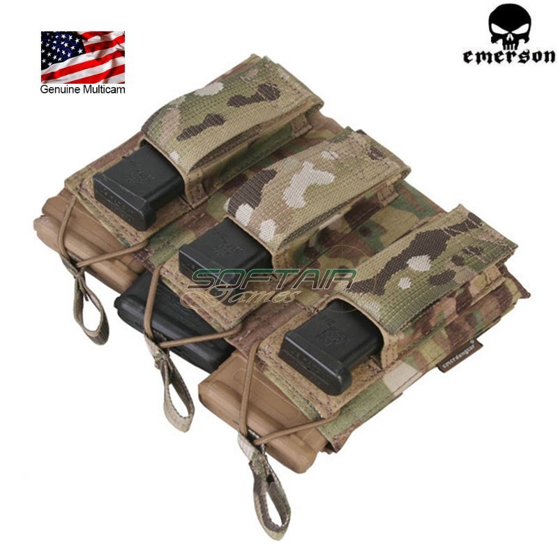 Triple 5.56 & Pistol Open Top Magazine Pouch Multicam® Genuine Usa  Emerson (em6363mc)