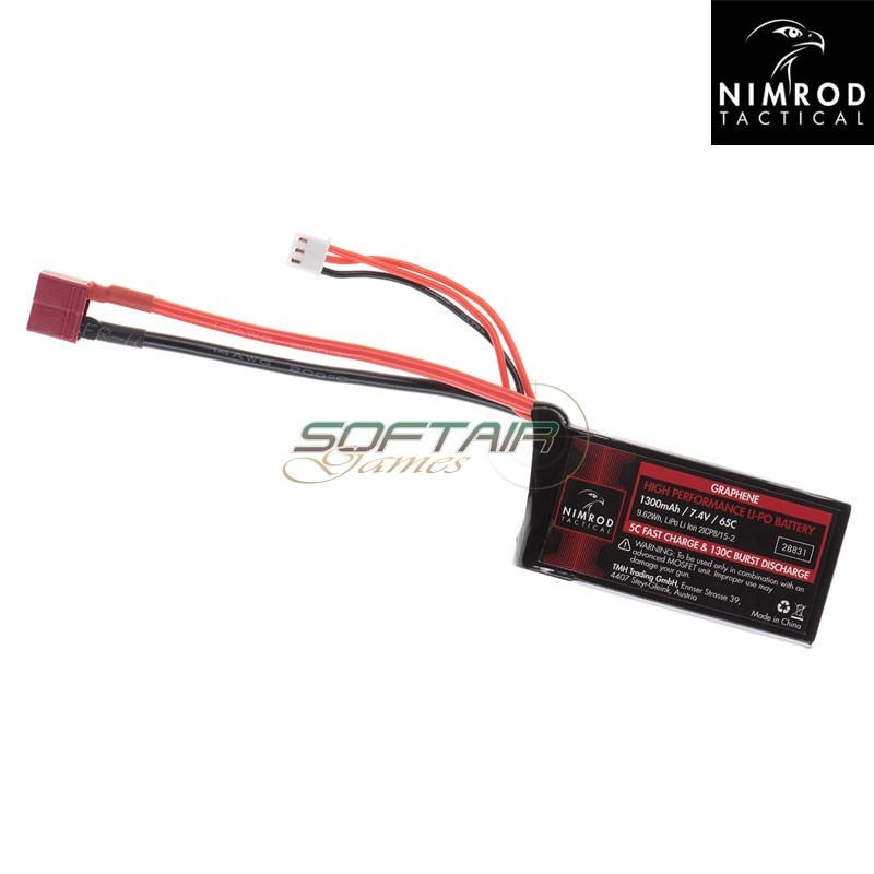 Batteria Lipo Connettore DEANS 7.4V 1300mAh 65C Graphene PEQ Type Nimrod (nm-7.4x1300-ds-peq)