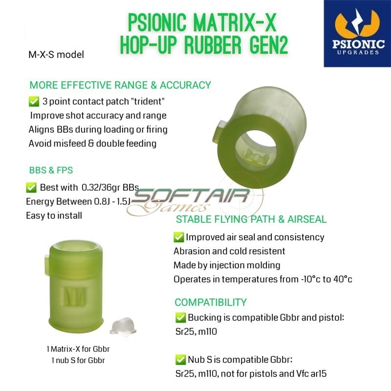 Rubber Hop-Up Matrix-X Gen2 GBBR SR25 M110 Psionic (M-X-S)