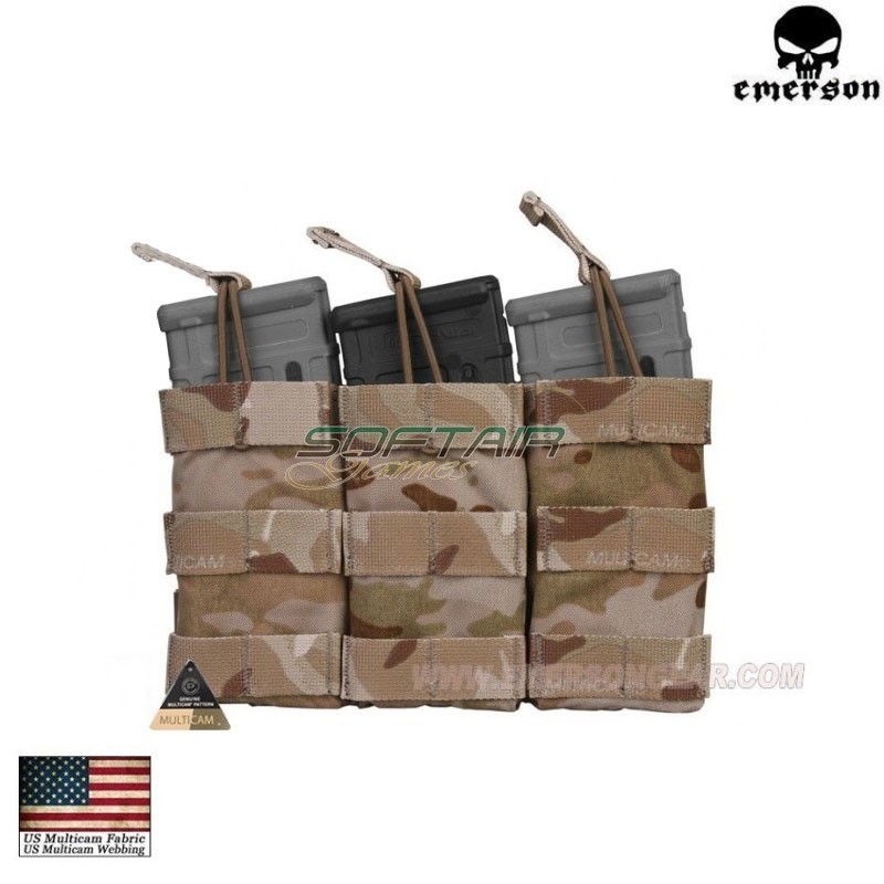 Triple 5.56 Open Top Magazine Pouch MULTICAM ARID Emerson (em6355mcad)