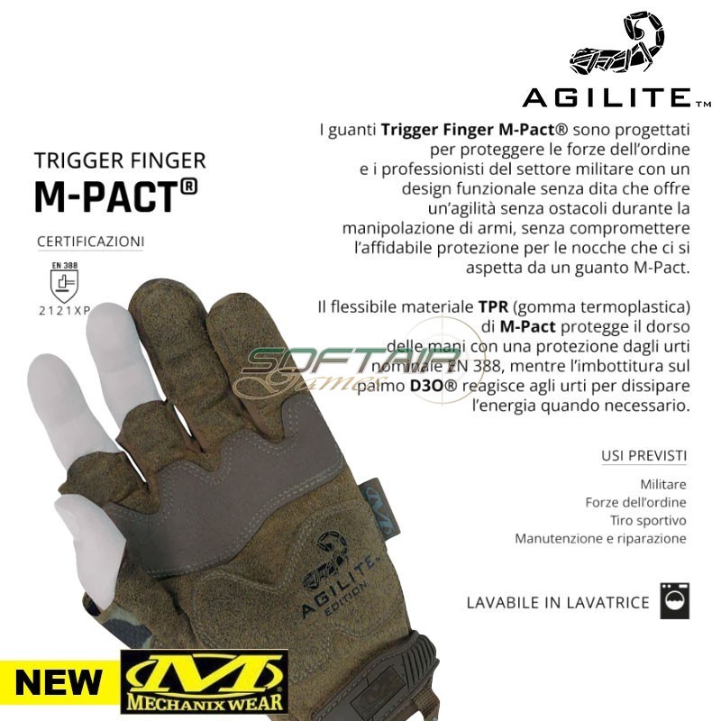 Guanto Trigger Finger M-PACT, Nero - Mechanix Wear