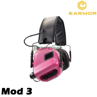 M31 Mod3 Cuffie Tactical Hearing Protection Ear-muff Pink Earmor (ea-m31-pk-mod3)