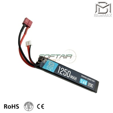 Batteria LiPo connettore DEANS 7.4v X 1250mah 20c Stick type BlueMax-Power® (bmp-7.4x1250-ds-stk)