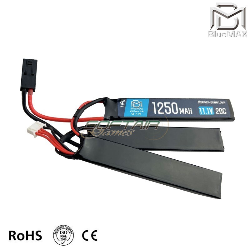 LiPo battery Mini Tamiya connector 11.1v X 1250mah 20c CQB type BlueMax-Power® (bmp-11.1x1250-cqb) LiPo battery Mini Tamiya connector 11.1v X 1250mah 20c CQB type BlueMax-Power® (bmp-11.1x1250-cqb)