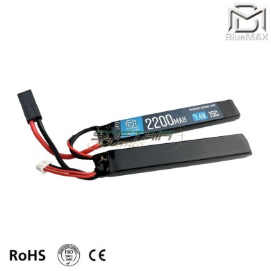 LiPo battery Mini Tamiya connector 7.4v X 2200mah 15c CQB type BlueMax-Power® (bmp-7.4x2200-cqb)