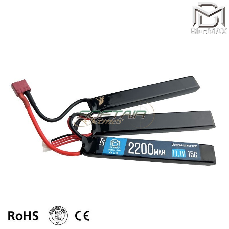 LiPo battery DEANS connector 11.1v X 2200mah 15c CQB type BlueMax-Power® (bmp-11.1x2200-ds-cqb) LiPo battery DEANS connector 11.1v X 2200mah 15c CQB type BlueMax-Power® (bmp-11.1x2200-ds-cqb)