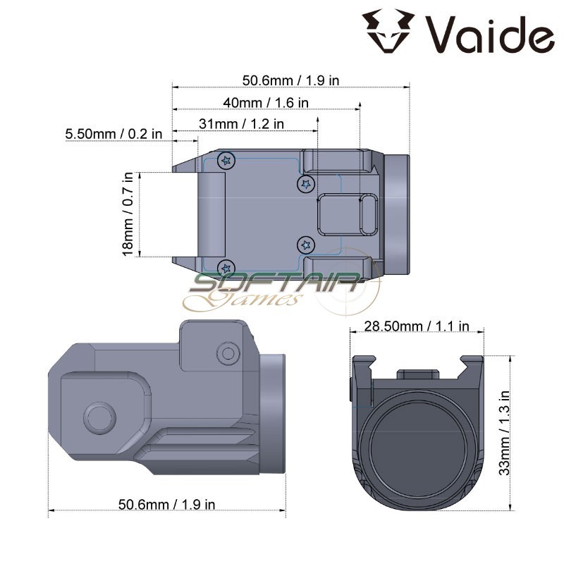 Flashlight Scrapper Subcompact BLACK Vaide (vd-vapl-01)