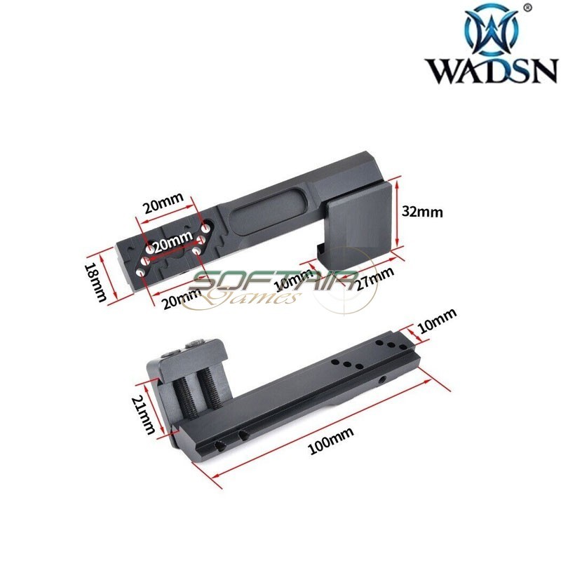 Thorntail OffSet mount LONG SBR BLACK per torcia Wadsn (wd02027-bk-lo)