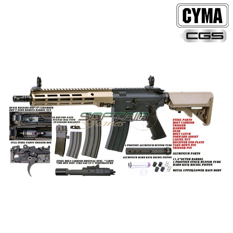 Fucile a Gas MK16 10.5" GBBR TWO TONE Cyma CGS (cm-cgs003-10.5)