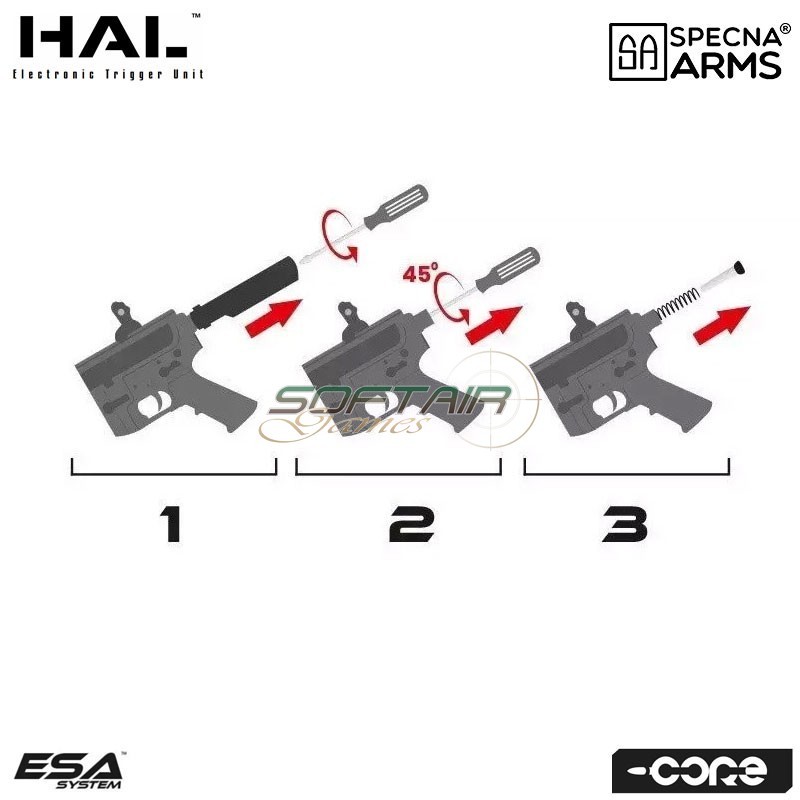 Electric rifle SA-C10 HAL ETU™ Assault Replica M4 Stubby Killer HALF-TAN Core™ Specna Arms® (spe-01-041247)