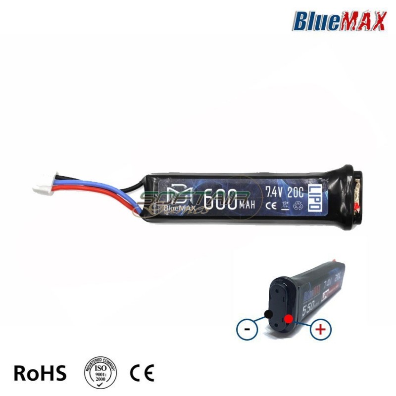 Lipo Battery 7.4v X 550mah 20c Per Aep & Mp7/scorpion/mac10 Bluemax-power® (bmp-7.4x550-aep)
