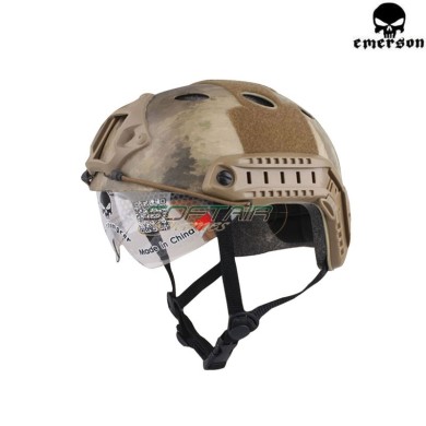 Elmetto Fast Pararescue Jumpers A-TACS con Occhiale Emerson (em8819e)