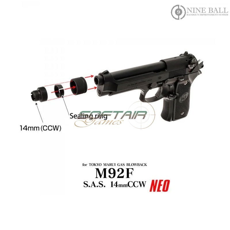 Adattatore Silenziatore NEO 14CCW per M92F Marui Nine Ball (nb-159366) Adattatore Silenziatore NEO 14CCW per M92F Marui Nine Ball (nb-159366)