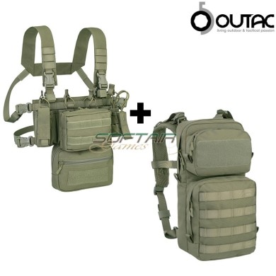 Combo Mini Chest rig + Backpack Poly OLIVE DRAB Outac (ot-rc202-kit-od)