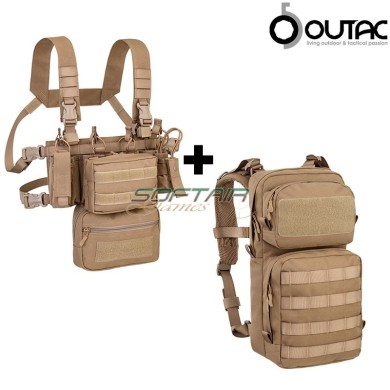 Combo Mini Chest rig + Backpack Poly COYOTE TAN Outac (ot-rc202-kit-ct)