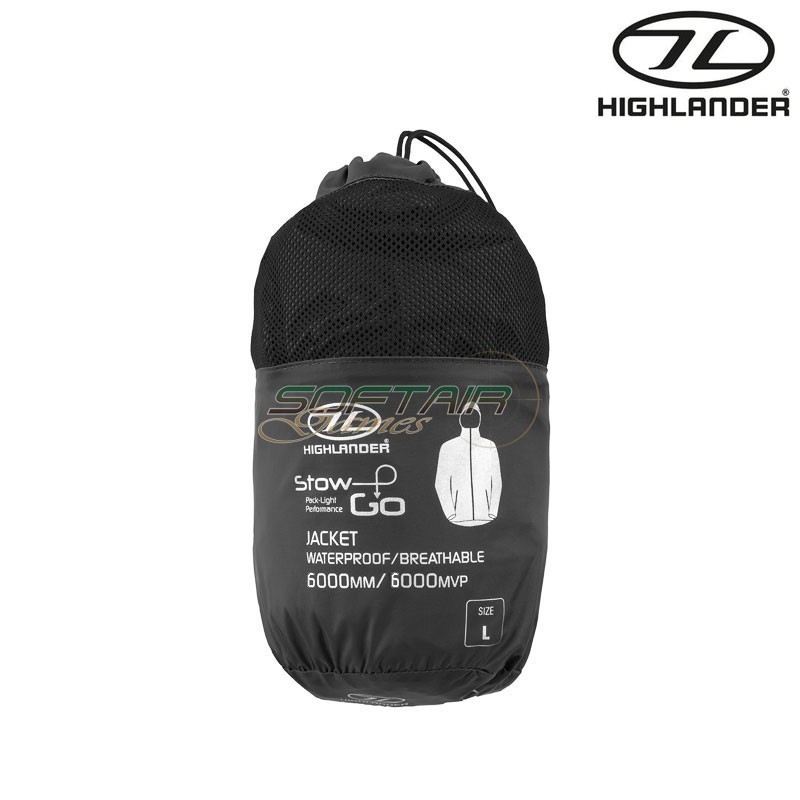 STOW & GO Waterproof Jacket BLACK Highlander (hl-jac077-bk)