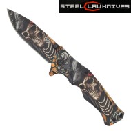 Foldable pocket knife with thumb stud skull STEEL CLAW KNIVES (cw-212)