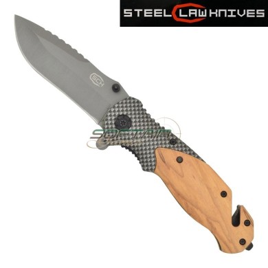 Coltello tascabile taglia cinture e frangivetro wood STEEL CLAW KNIVES (cw-203)