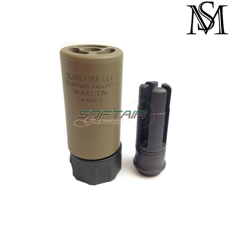 Silenziatore & spegnifiamma surefire style warden dark earth 14mm ccw milsim series (ms-260-de)