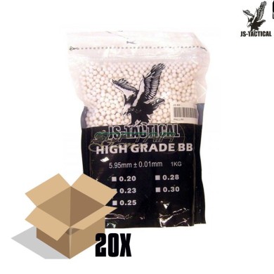 Box 20 Packages BB perfect WHITE 0.23gr JS Tactical (js-bb0.23-cart)