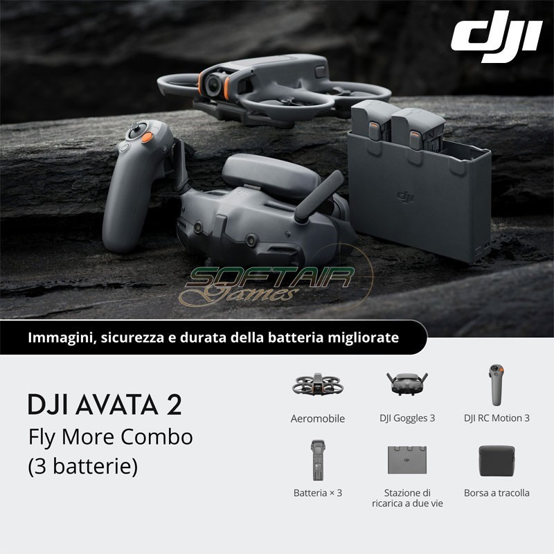 DJI Avata 2 Fly More Combo 3 batterie (DJAV22) DJI Avata 2 Fly More Combo 3 batterie (DJAV22)