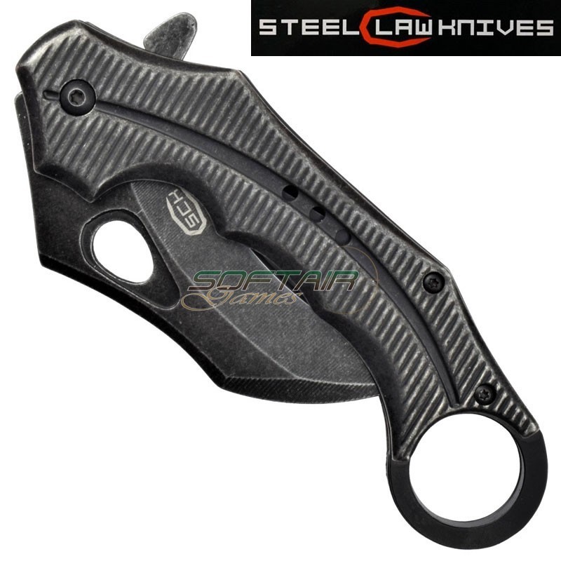 Spring assisted karambit folding knife Black Steel sck (cw-h37)