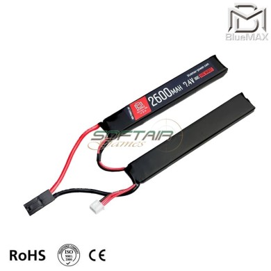 LiPo battery Mini TAMIYA connector 7.4v X 2600mah 30c/60c CQB Type Bluemax-power® (2107)