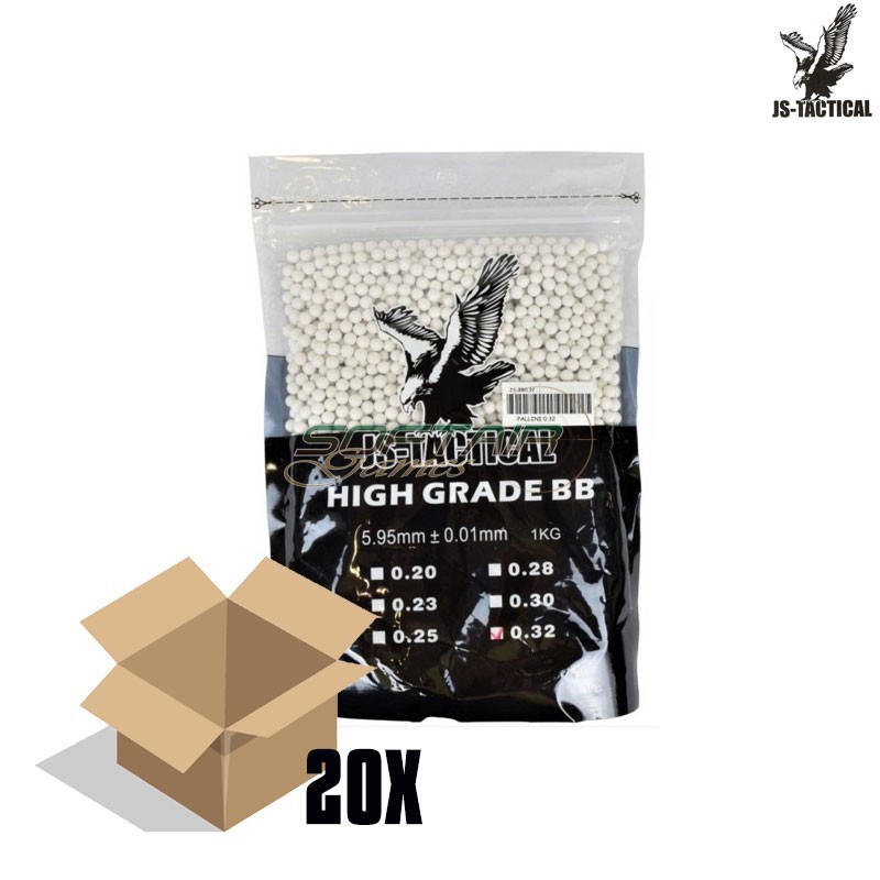 Box 20 Packages BB perfect WHITE 0.32gr JS Tactical (js-bb0.32-cart) Box 20 Packages BB perfect WHITE 0.32gr JS Tactical (js-bb0.32-cart)