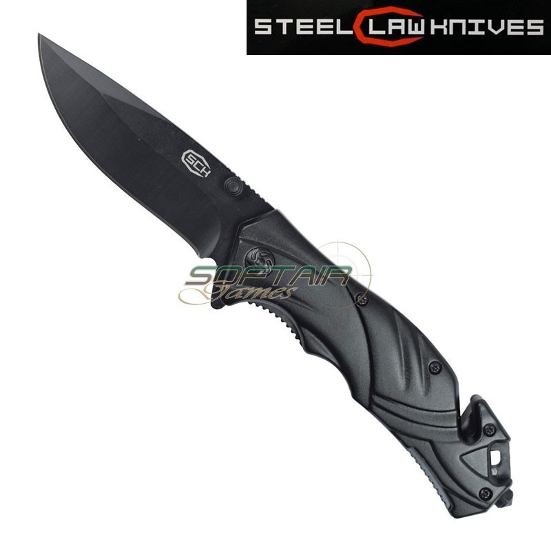 Spring assisted pocket folding knife slick black SCK  (cw-222)