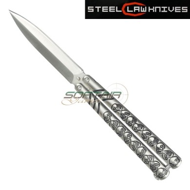 Butterfly knife  silver skull sck (cw-208)