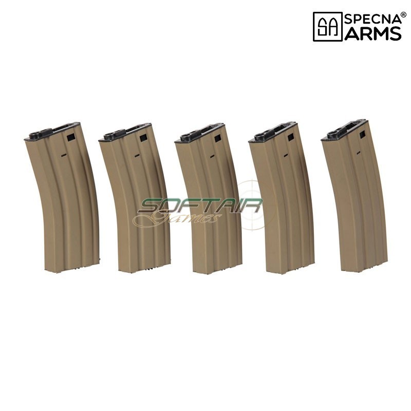 Set of 5 Hi-Cap 300bb Magazines TAN polymer for M4/M16 Specna Arms® (spe-05-025487) Set of 5 Hi-Cap 300bb Magazines TAN polymer for M4/M16 Specna Arms® (spe-05-025487)