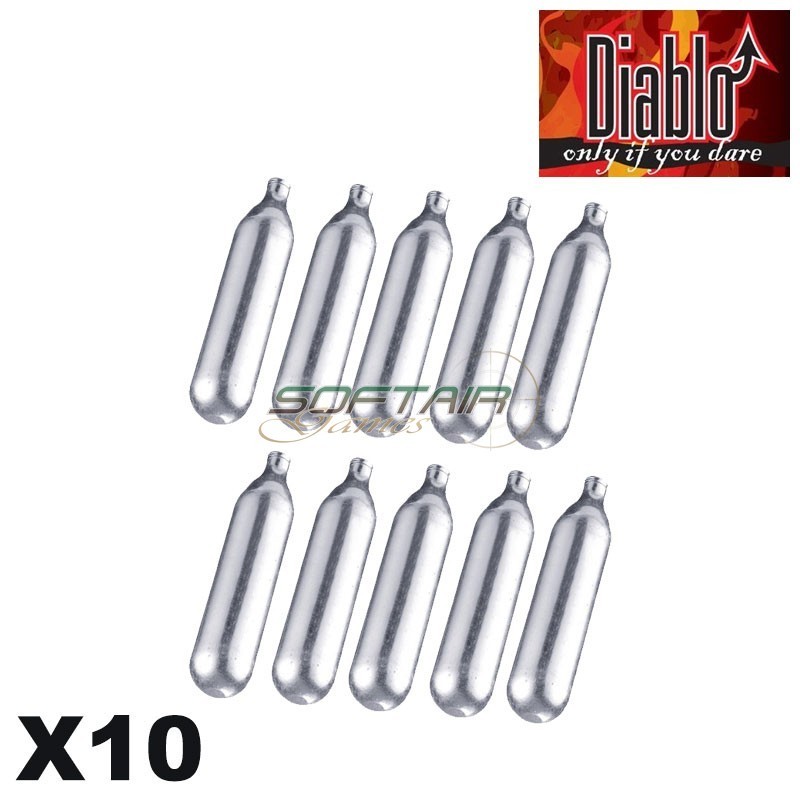 Set 10x bombolette CO2 da 12g Diablo (co2diablo-c10) Set 10x bombolette CO2 da 12g Diablo (co2diablo-c10)