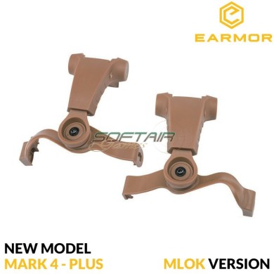 Adattatore elmetto FLUX/MTEK COYOTE BROWN Tactical arm M16A per M32 Mark 4 / PLUS serie Earmor (ea-m16a-mlok-cb)